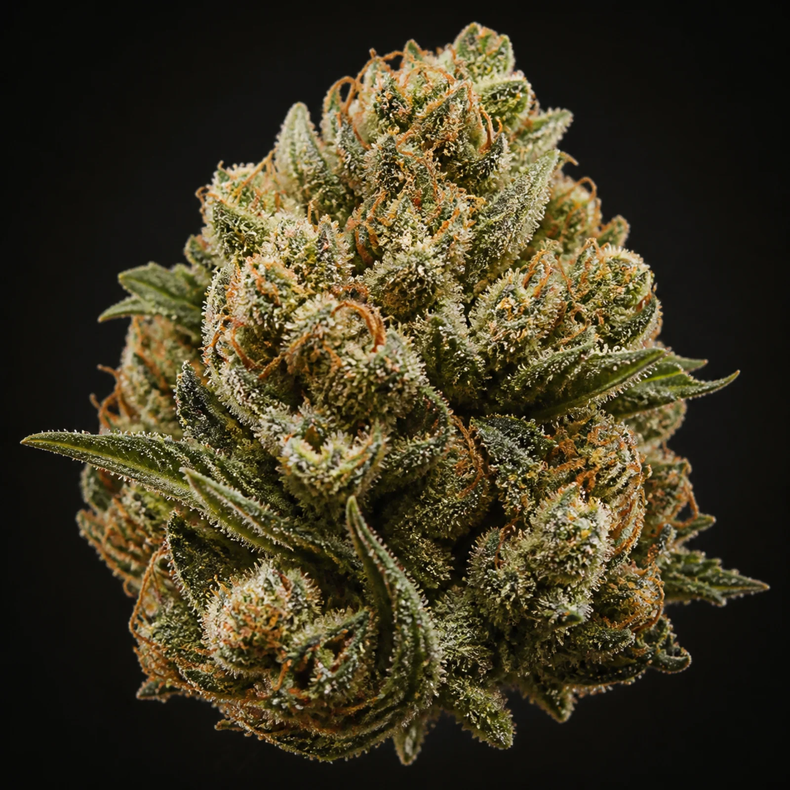 Representative high-resolution macro of a mature cannabis flower selected for the gas and chem cultivar family; not a verified photograph of Gary Payton